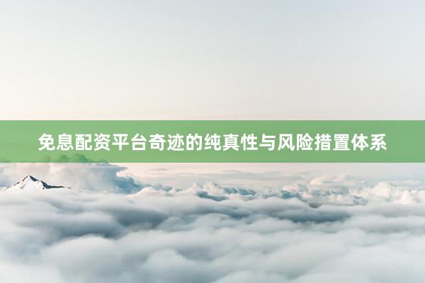 免息配资平台奇迹的纯真性与风险措置体系