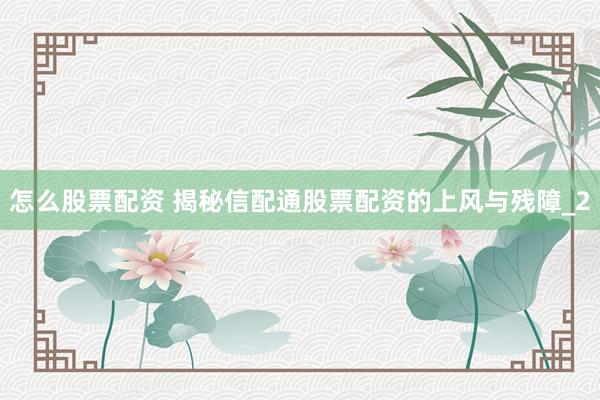 怎么股票配资 揭秘信配通股票配资的上风与残障_2