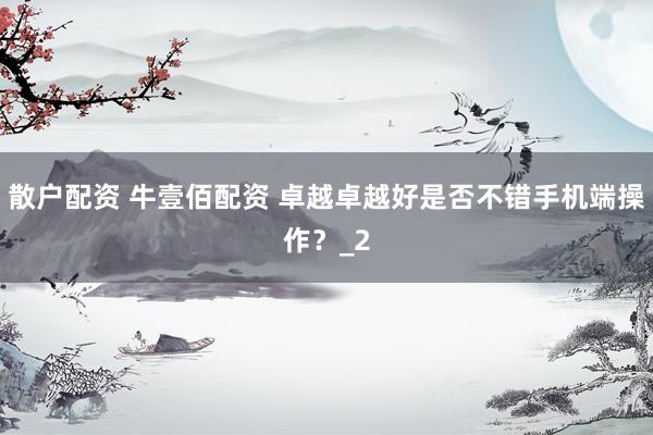 散户配资 牛壹佰配资 卓越卓越好是否不错手机端操作？_2