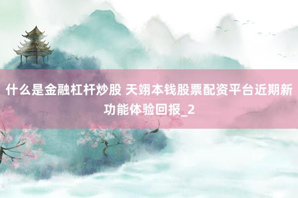 什么是金融杠杆炒股 天翊本钱股票配资平台近期新功能体验回报_2