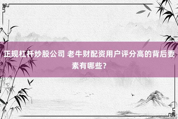 正规杠杆炒股公司 老牛财配资用户评分高的背后要素有哪些？