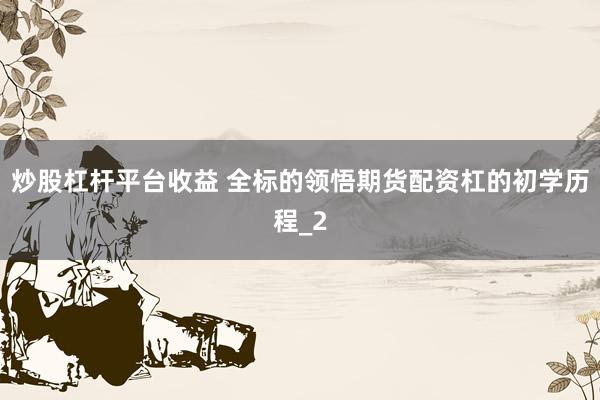 炒股杠杆平台收益 全标的领悟期货配资杠的初学历程_2
