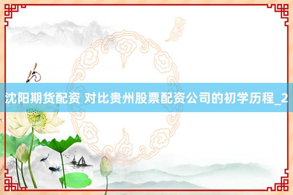 沈阳期货配资 对比贵州股票配资公司的初学历程_2