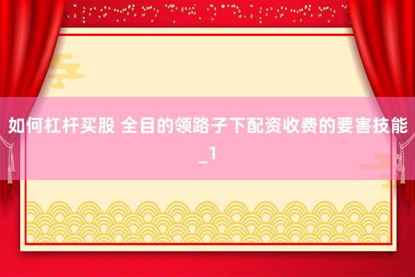 如何杠杆买股 全目的领路子下配资收费的要害技能_1